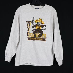 Wyoming Cowboys Long Sleeve Shirt Men's Size Small Gray Vintage